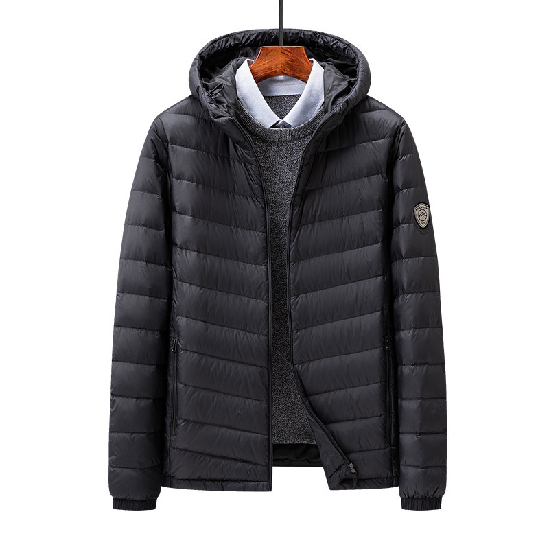 In-Stock and Stable Supply, Cross-Border White Duck down Men's Hooded Lightweight Warm down Jacket, 2025 Winter New Model, Can Add Logo