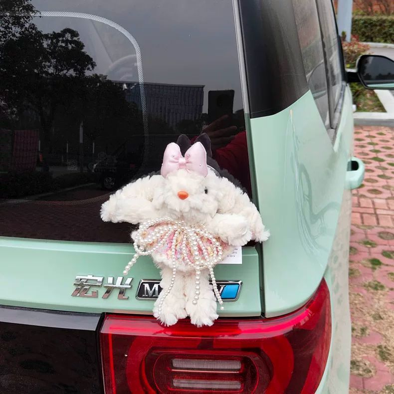 Car-mounted lop-eared rabbit car trunk decoration ornament, electric car rear seat toy, car exterior tail doll pendant