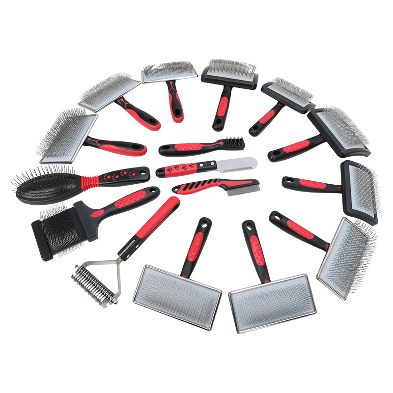 Peines de mascotas series rojo y negro peines de mascotas unilaterales peines de nudos abiertos peines de aguja peines de belleza peines de cabello