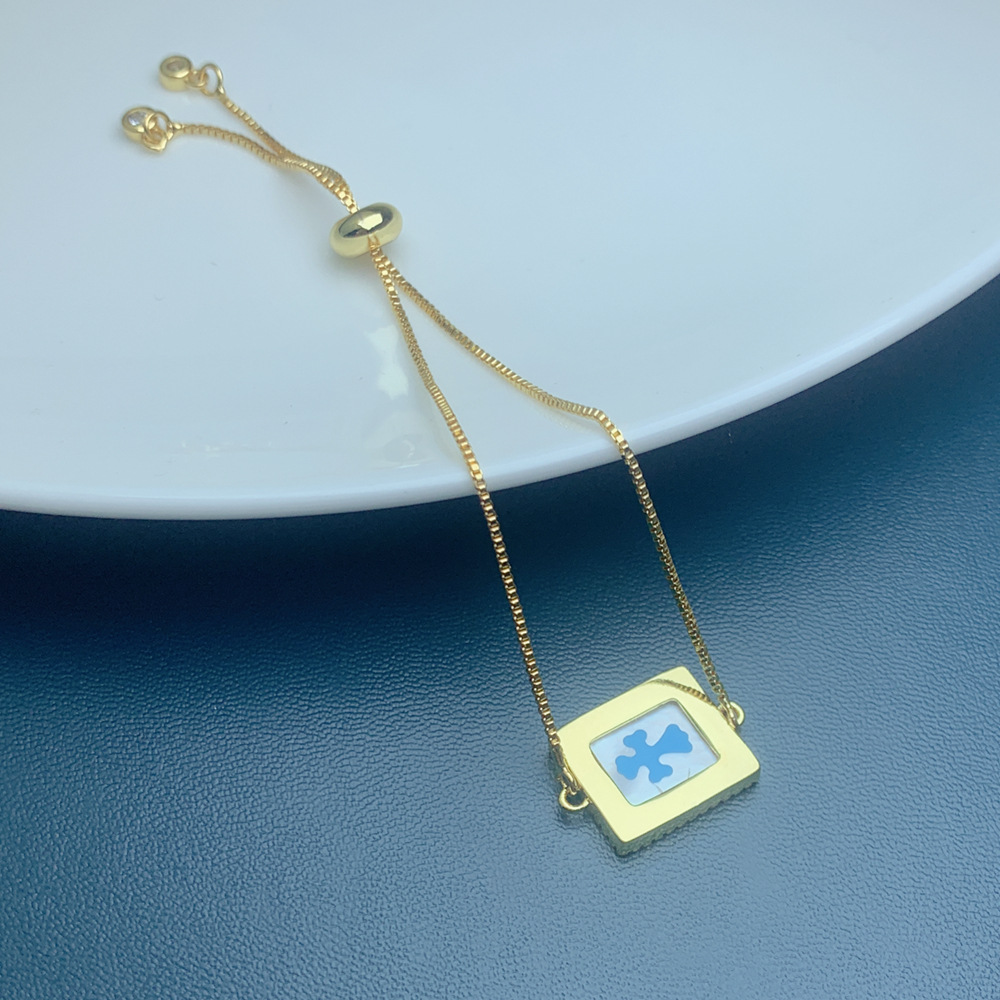 Fashion Cross Copper Inlay Turquoise Shell Zircon Bracelets