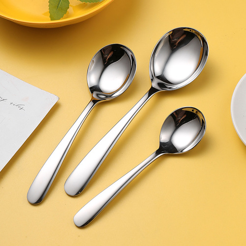 316 stainless steel round spoon, eating and drinking soup spoon, Korean spoon, Japanese spoon, extended and thickened dessert spoon