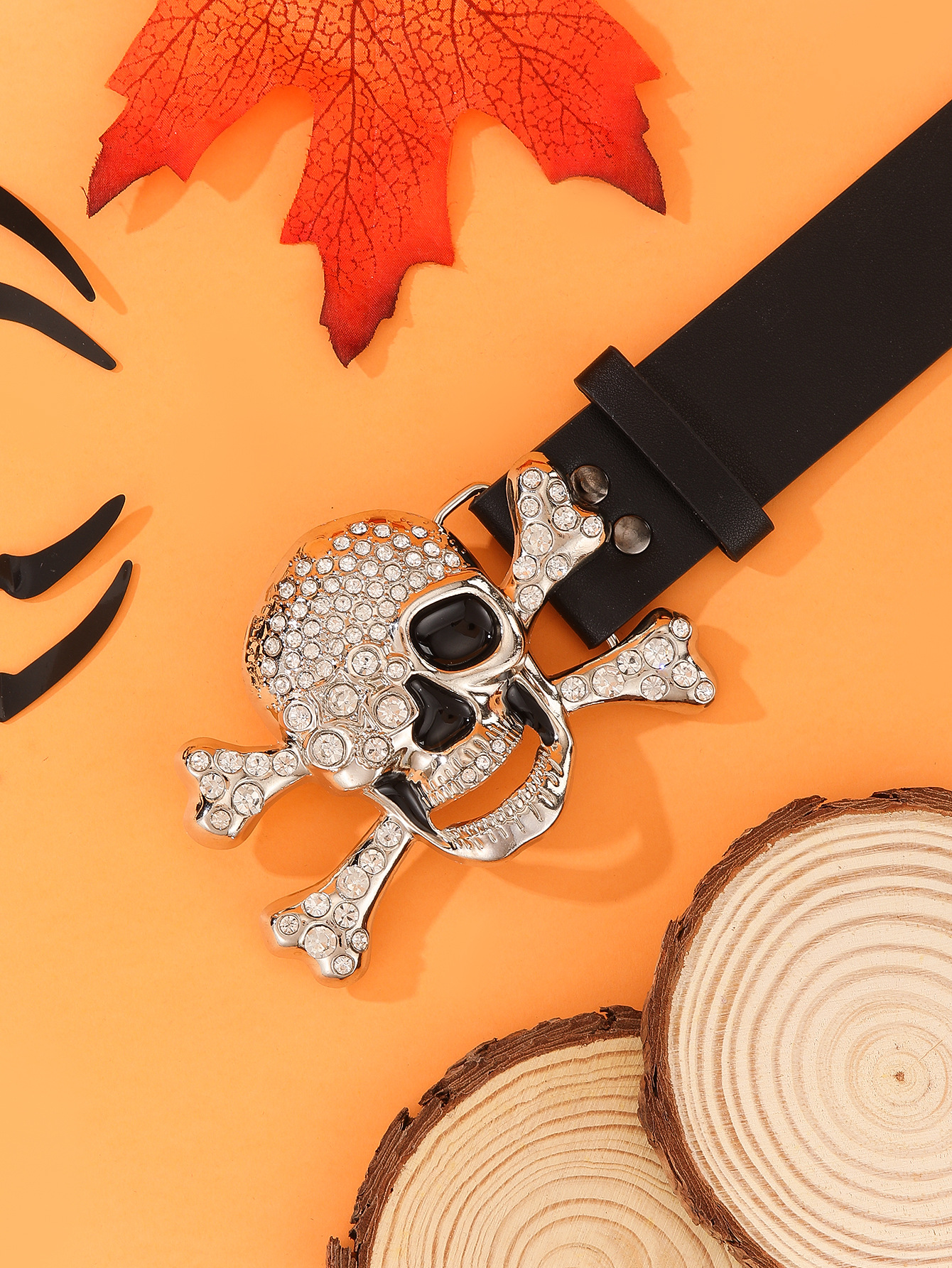 168g Weight Rhinestones Inlay Material Belt Classification 1 Piece Quantity Party, Street Occasion Alloy Material Halloween Festival Skull Pattern Unisex Gender Inlay Design Punk Style Rose Red, Blue, Black Color Punk Skull Alloy Inlay Rhinestones Unisex Leather Belts 6