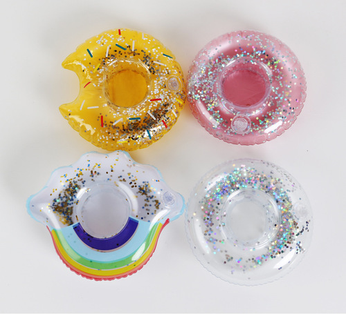 Inflatable cartoon cup mat, parent-child game water outdoor cup holder PVC swimming pool water play toy tea coaster