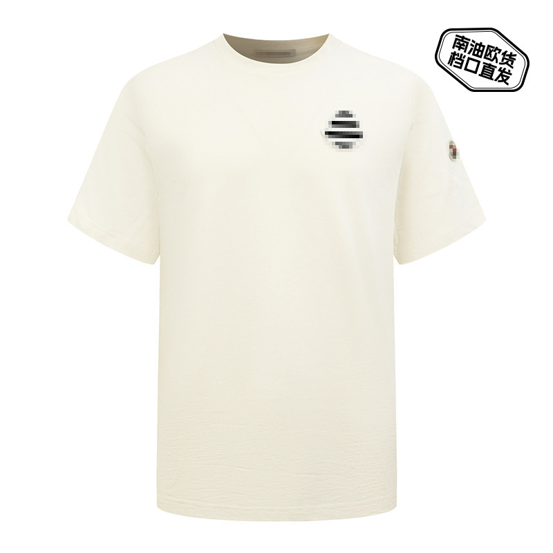 26 Summer Nanyou Monogram Striped Logo Patch Short Sleeve Unisex Micro Logo Versatile Simple Casual Loose Pure Cotton T-Shirt