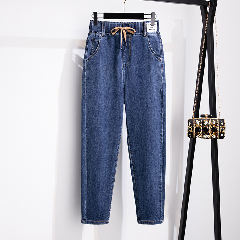 Plus-Size Women's Clothing 200/ 150kg High-Waisted Slimming Casual Loose-Fitting Dad Jeans 3109