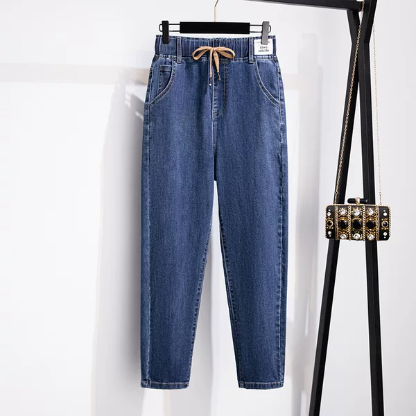 Plus-Size Women's Clothing 200/ 150kg High-Waisted Slimming Casual Loose-Fitting Dad Jeans 3109