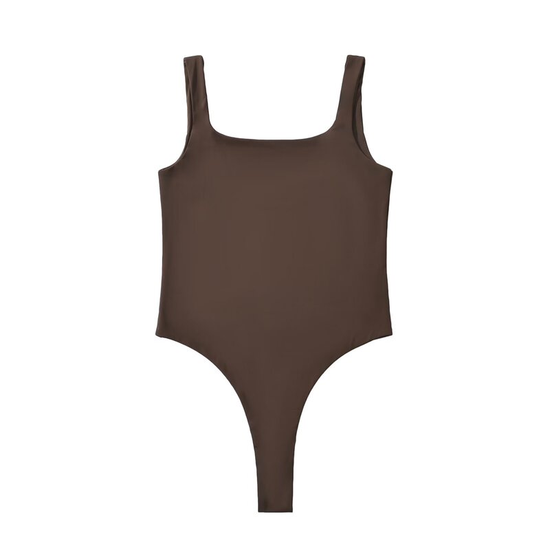 Kardashian Same U-shaped Beautiful Back Design Tight Body-suit Women's Summer Skims Slim-fit Square Collar Base Strap Top