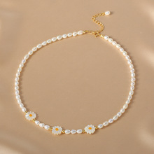 簡約天然淡水小米珍珠項鏈高級設計感小雛菊鎖骨鏈女小眾百搭頸鏈