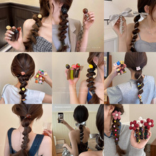 夏天珠珠电话线发圈女高弹力耐用发绳韩系高级感甜美扎头头绳发饰