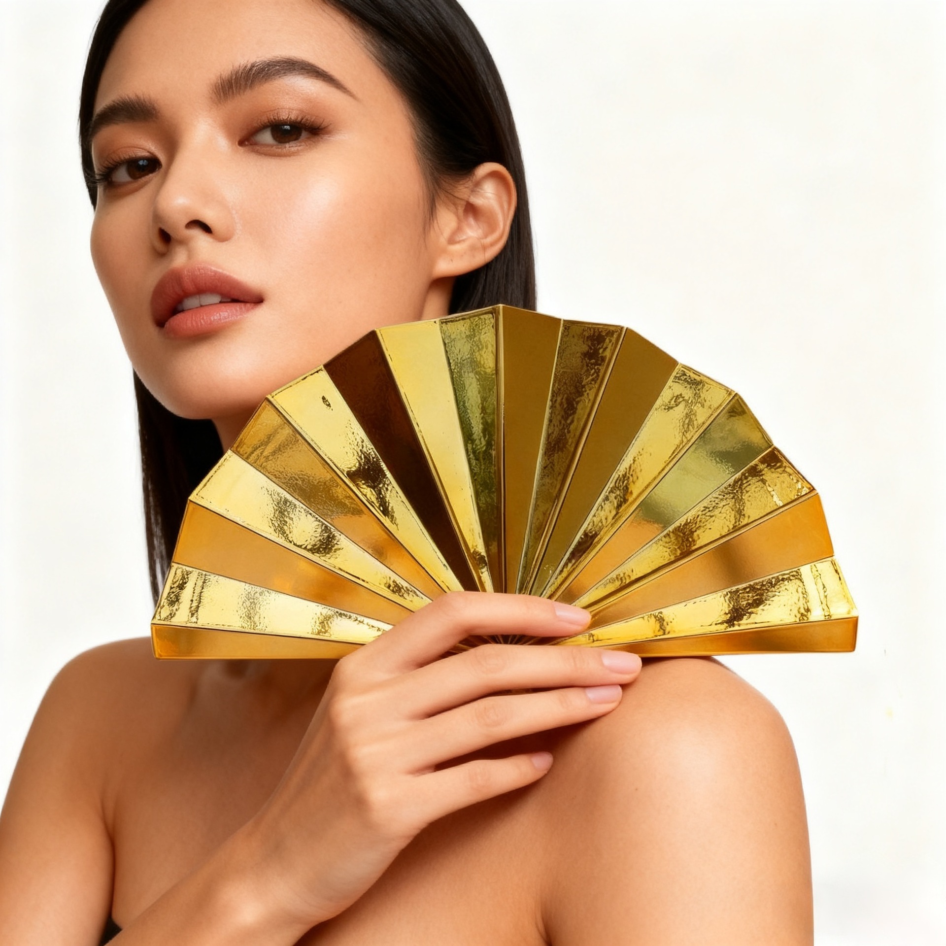 Bolsa de cena de lujo ligera de dama transfronteriza moda cadena de perlas ventilador de paleta de mano en forma de ventilador acrílico bolsa de cena