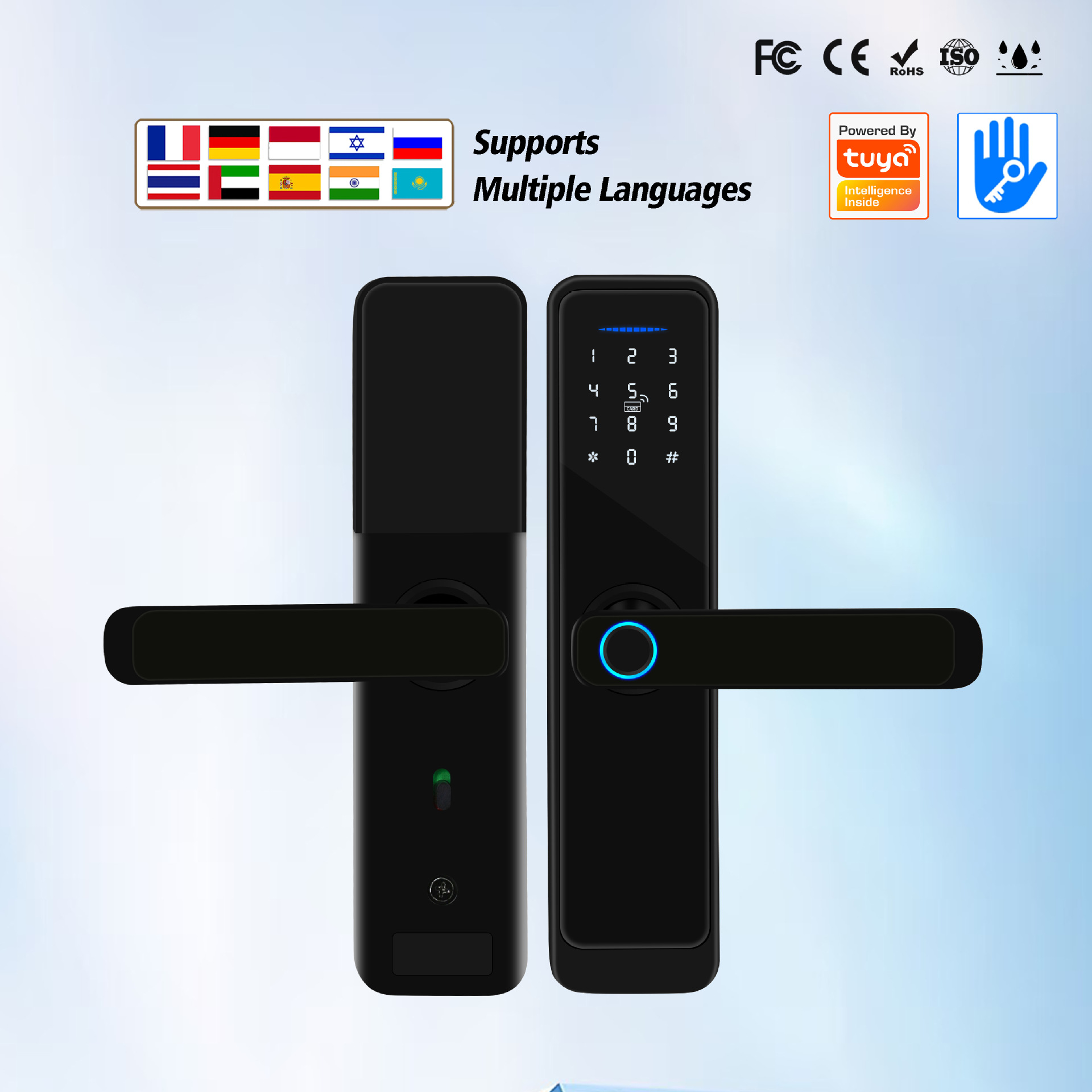 巴西室内木门指纹锁金色卧室WiF远程开门支持加工密码锁通通锁