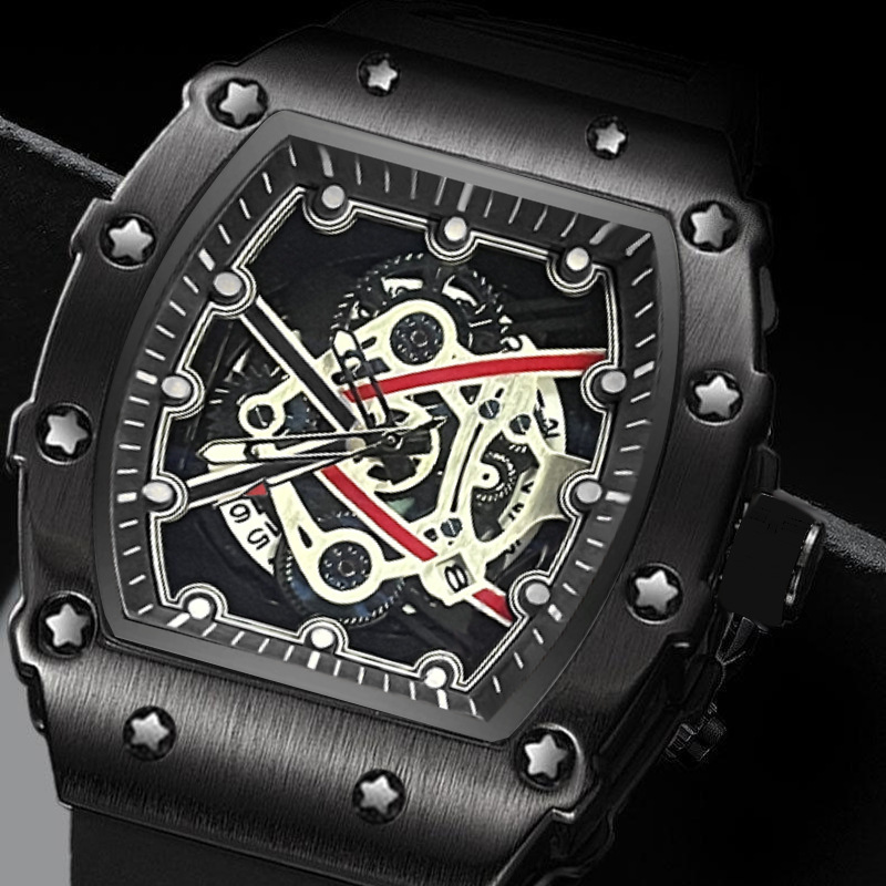 ZIDO Brand Casual Fashion Dominant Fully Automatic Quartz Hollow Luminous Waterproof Black Warrior 1707 Men's Watch_voghion.com