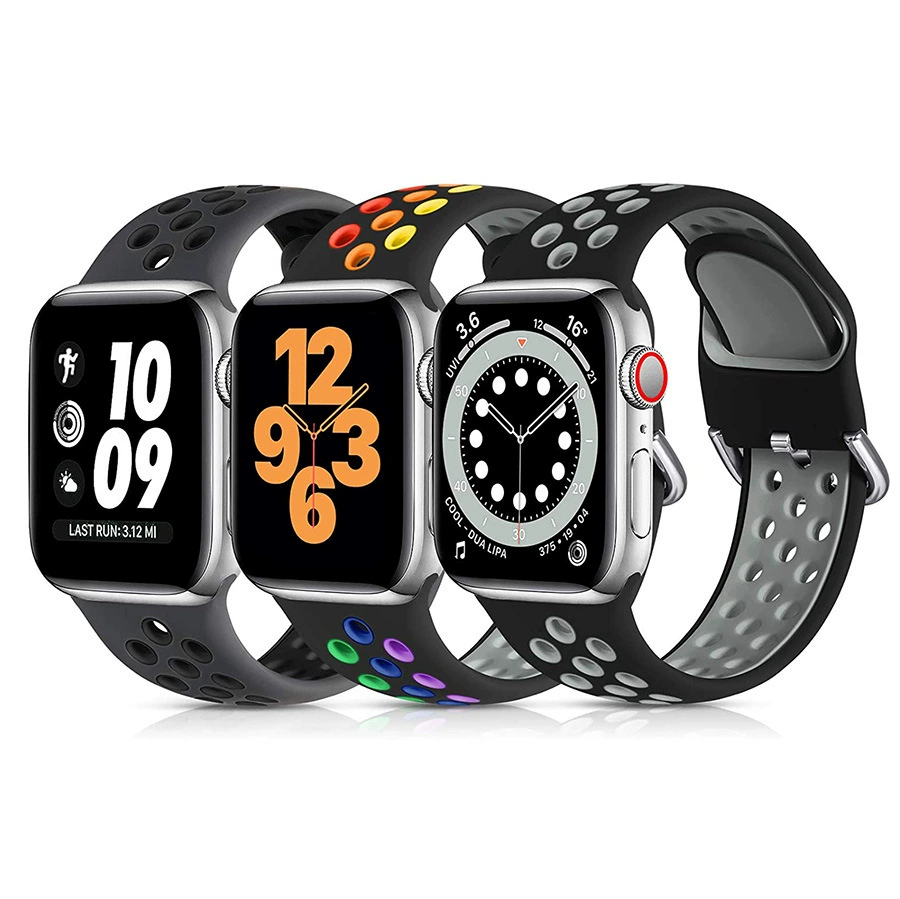 Apple, nike, two-color breathable rainbow silicone watch strap
