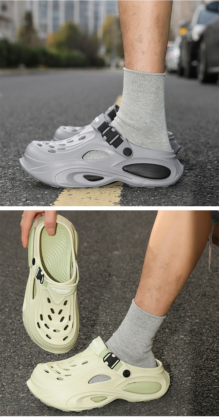 Comfortable Men's Perforated Casual Clogs For Summer Driving_voghion.com