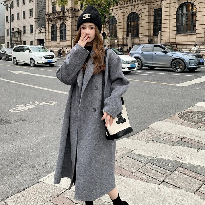 小香风加绒加厚毛呢大衣女中长款秋冬新款洋气名媛小个子呢子外套|undefined