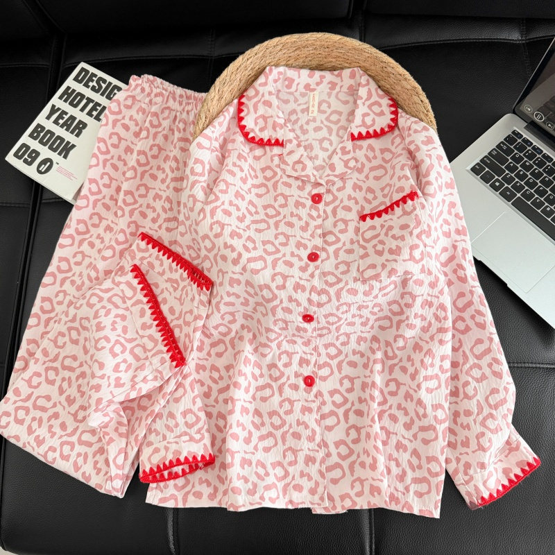 Pijama de mujer primavera y otoño pantalones de mangas largas nubes algodón de tinta de alta calidad media luna set de ropa de hogar al por mayor transfronterizo