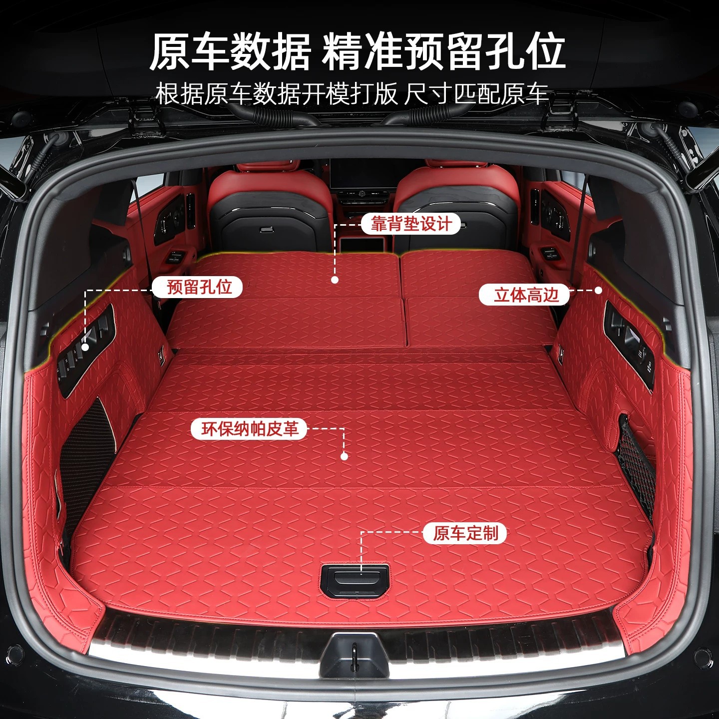 Suitable for Zeekr 8X Full-Surround Trunk Mat, Eco-Friendly Waterproof Leather Trunk Mat, Backrest Mat, Interior Modification Accessories