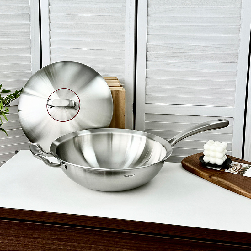 Chockmen Zhuo Deming 18 / 10 olla de acero inoxidable casera cubierta de acero de fondo grueso de tres capas de acero estofado olla de frita