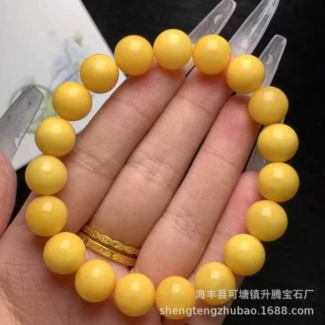 原矿琥珀蜜蜡 老蜜单圈手串挂件 蜡质浓郁 男女款文玩DIY饰品批发