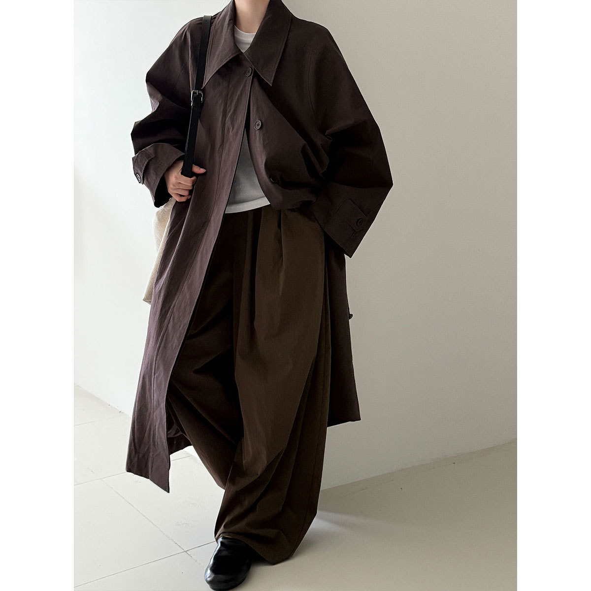 Ns Korean Commuter Versatile Lapel Windbreaker Women's 25 Autum New Style Strap Waist Slimming Look Casual Jacket 3702