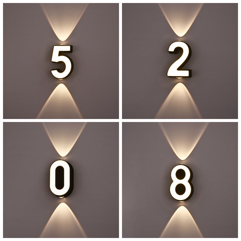 Outdoor Digital Alphabet Wall Lamp Modern Waterproof Exterior Wall Outdoor Garden Lamp Indoor Outdoor Balcony Corridor Damp-proof Lamp