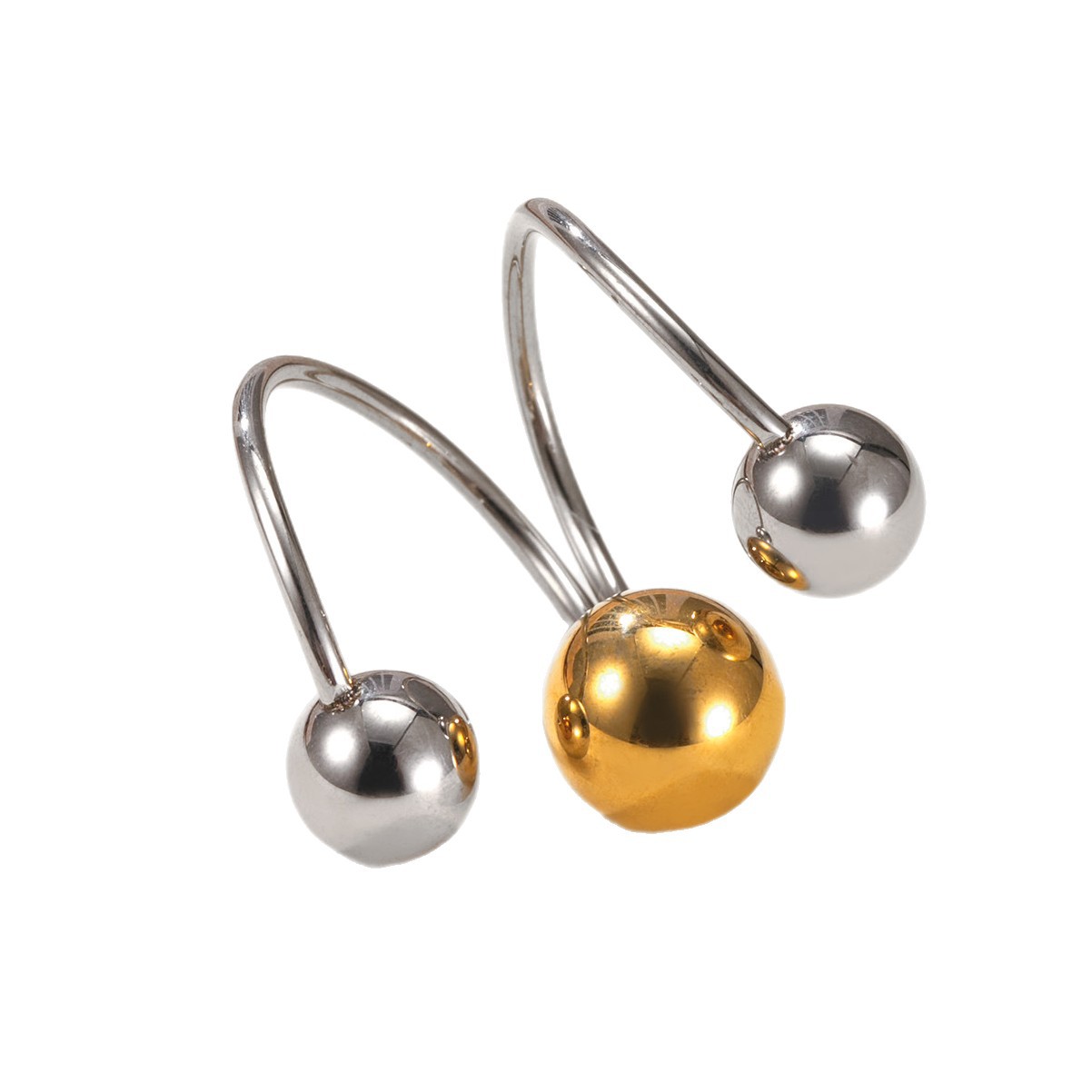 Amazon nuevo producto anillo de acero inoxidable tres bolas de acero irregulares anillo abierto personalidad de moda joyería de acero de titanio al por mayor