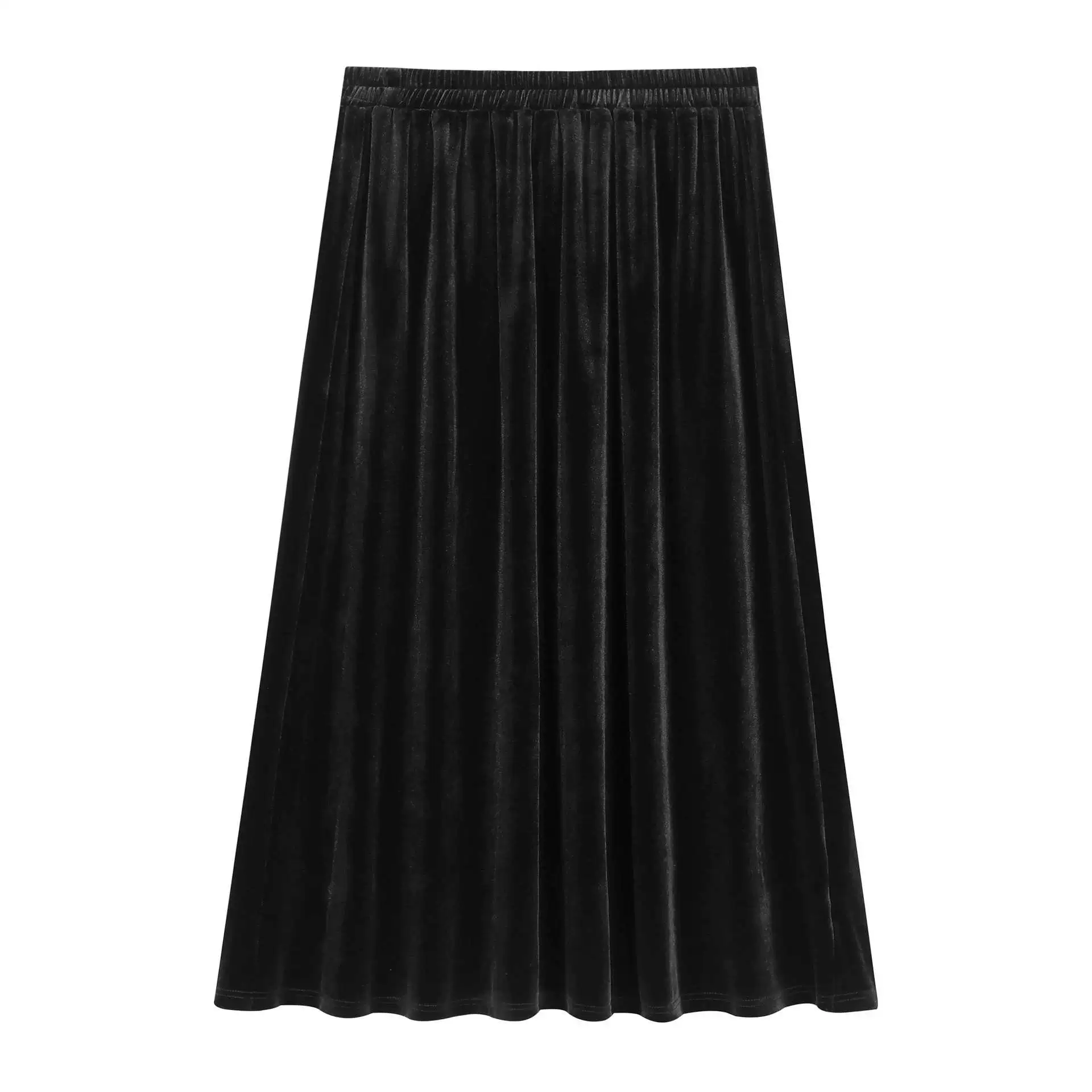  Velvet autumn skirt, bright catchy style, high waist, A-line, plus size, loose fit