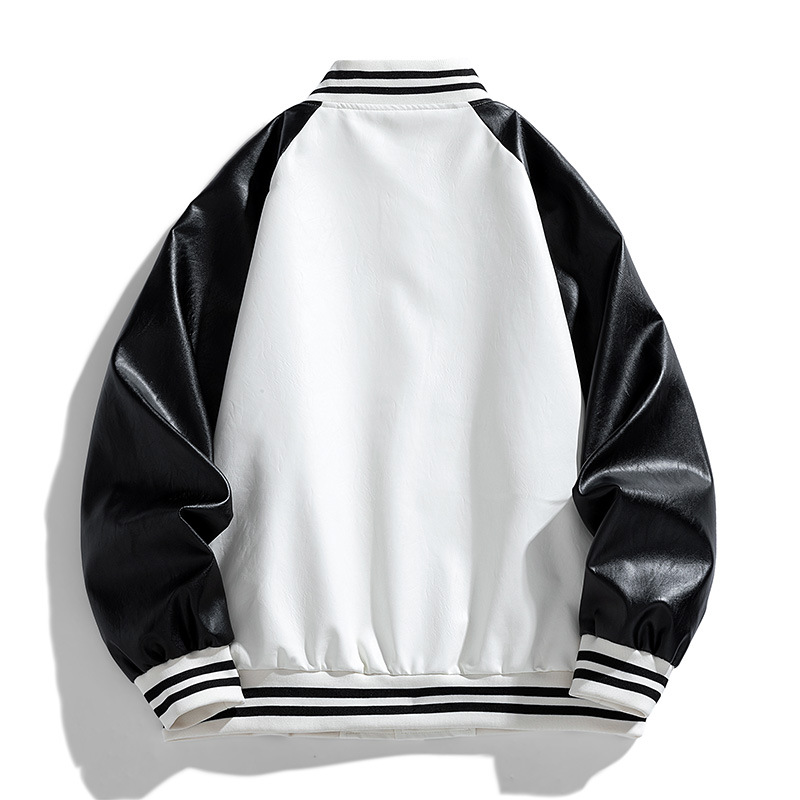 Transfronterizos grandes chaquetas de moda de marca de moda de cuello vertical ocio comercio exterior primavera y otoño nuevo tipo suelto chaqueta de cuero de locomotora de hombre