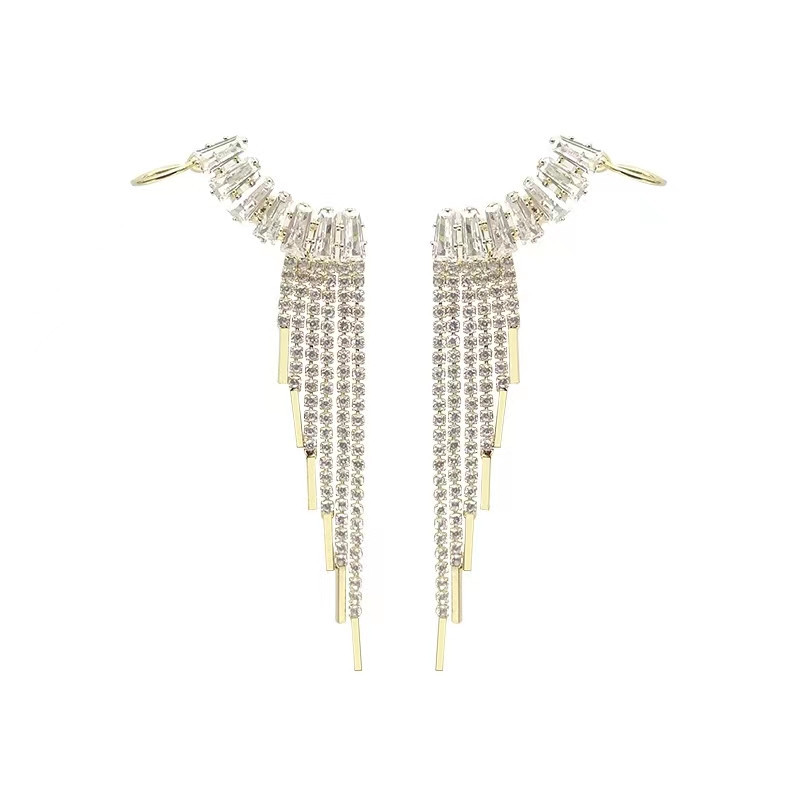 24g Weight Zircon Inlay Material 1 Pair Lady Classic Style Geometric Inlay Alloy Zircon Drop Earrings