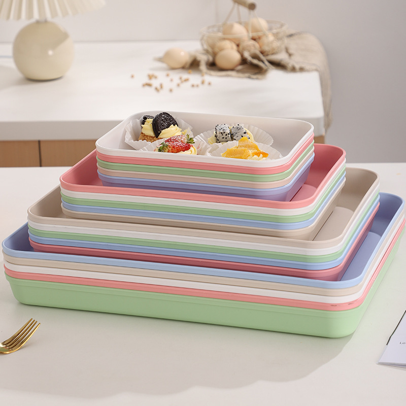 Source Factory Deepened Nordic Tray Tea Tray Plastic Household Rectangular Living Room Barbecue Tray Coffee Shop Restaurant Tray