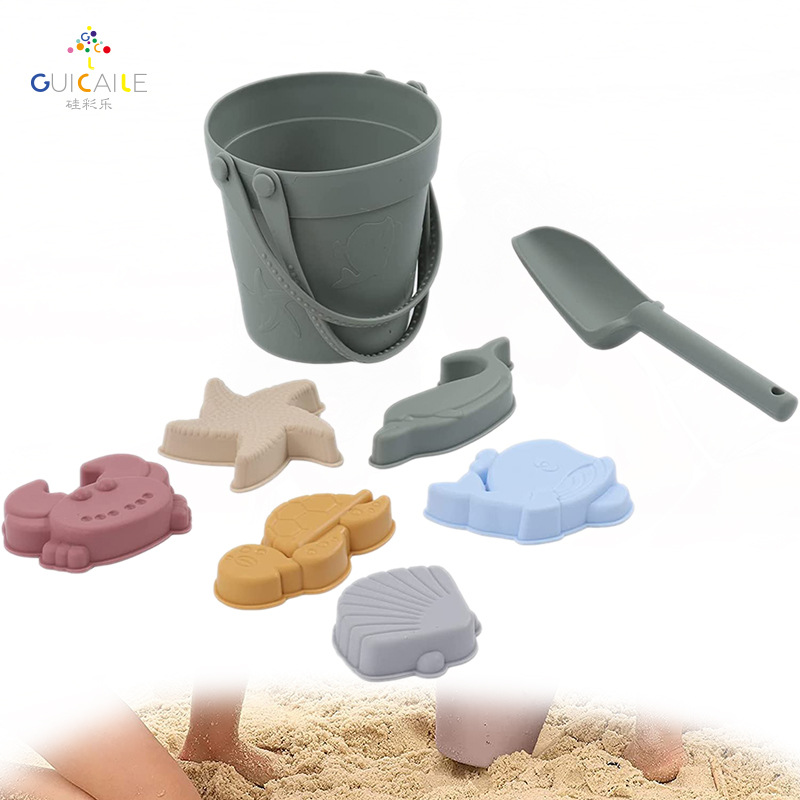 Cubo de playa de silicona para niños | Juguete resistente al agua y a caídas, uso interior y exterior, ideal para arena, playa y juegos al aire libre