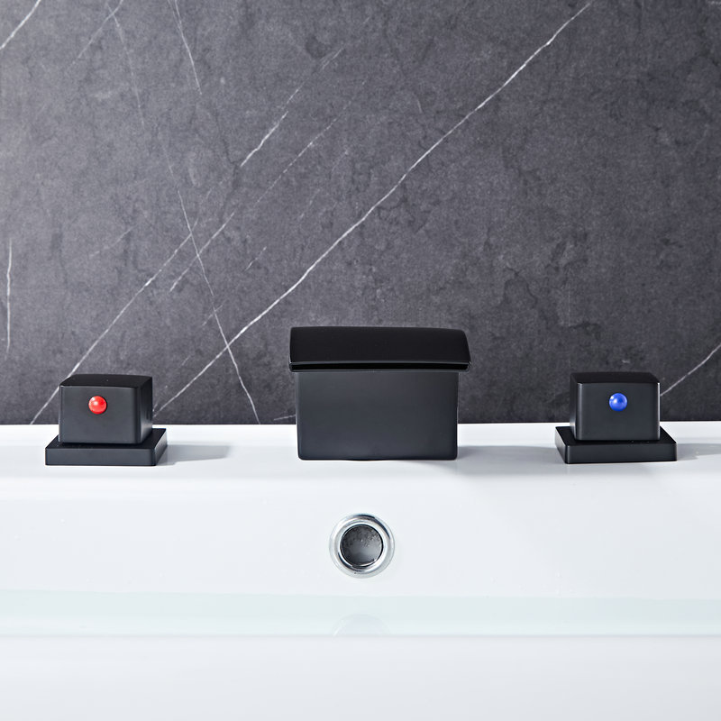 Black waterfall wash basin faucet hot and cold toilet bathroom washbasin embedded knob faucet