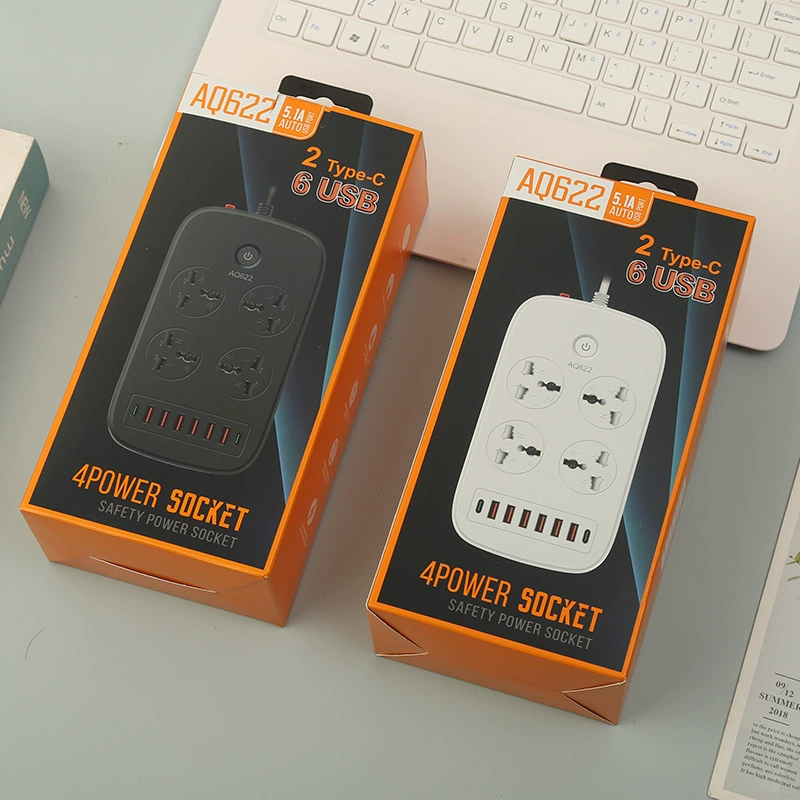 6USB+2PD Smart Office Multi -OEM мобильный телефон зарядка иностранная торговля розетка универсальный разъем евроамериканская вилка ловушка