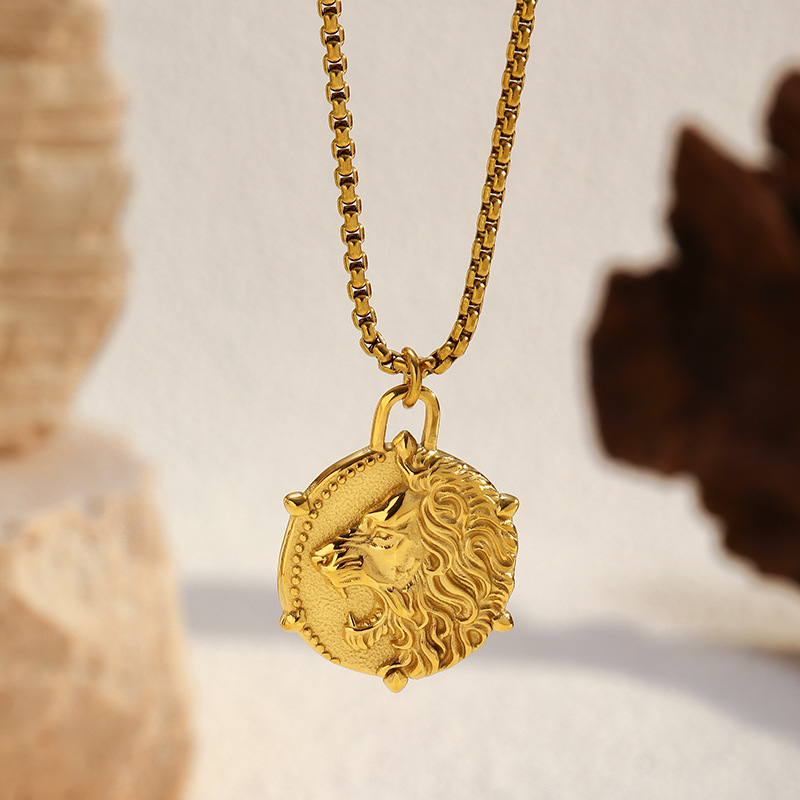 Women's Gender Wholesale Jewelry Elegant Vintage Style Cross Coconut Tree Lion 304 Stainless Steel Mixed Metal Plating Cable Chain Box Chain Snake Chain Pendant Necklace