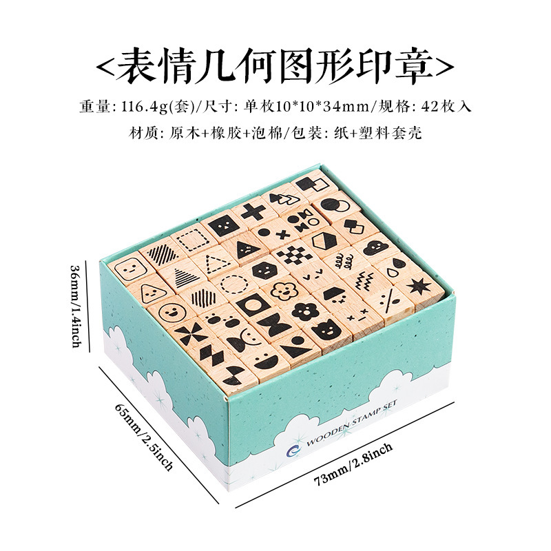 42 sello de madera de hayale letras digitales gráficos geométricos pequeños sello de base de expresión sello de mano de madera