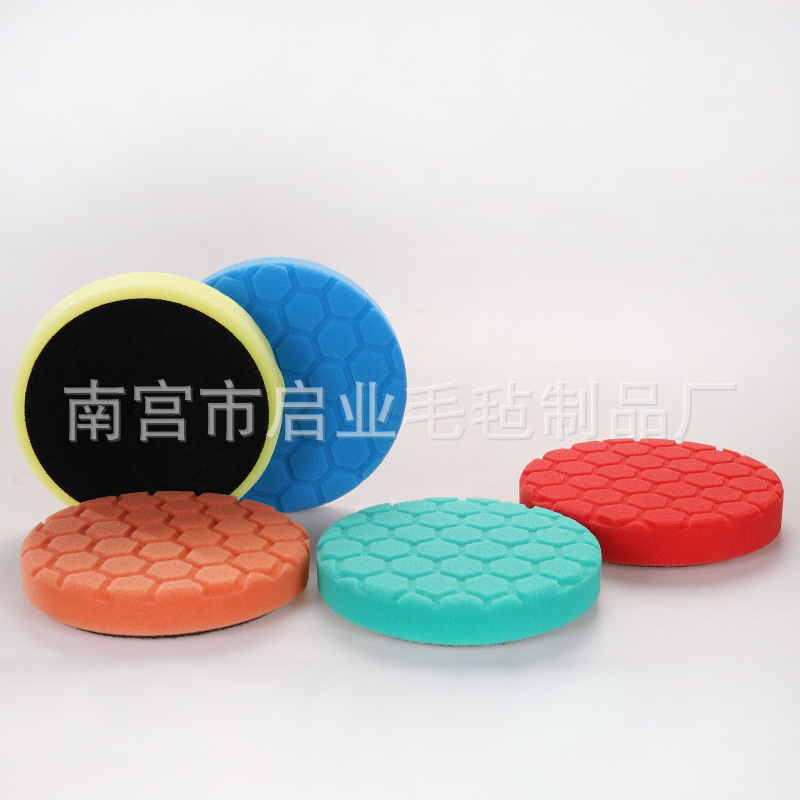 曼泽纳款龟纹自粘式抛光打蜡棉车漆修复划痕处理镜面还原海绵盘