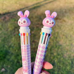 Purple rabbit multi-color ballpoint pen ins high-value color pen ten-color ballpoint pen student account marker pen