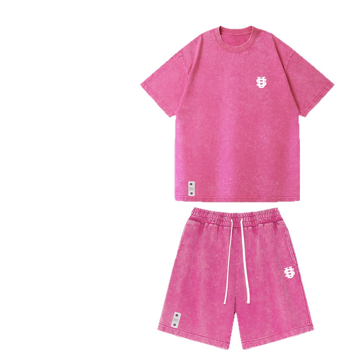 Vêtements pour hommes unisexes, style américain, brodé, tendance, marque TTKJ, coton épais, délavé et vieilli, short à manches courtes, costume décontracté_voghion.com