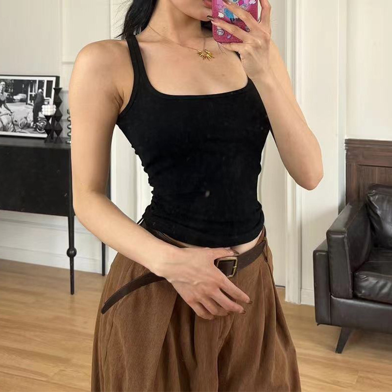 Cross-Border Summer White Base Tank Top for Women, Versatile Slim-Fit Sleeveless Knit Top for a Slimming Look