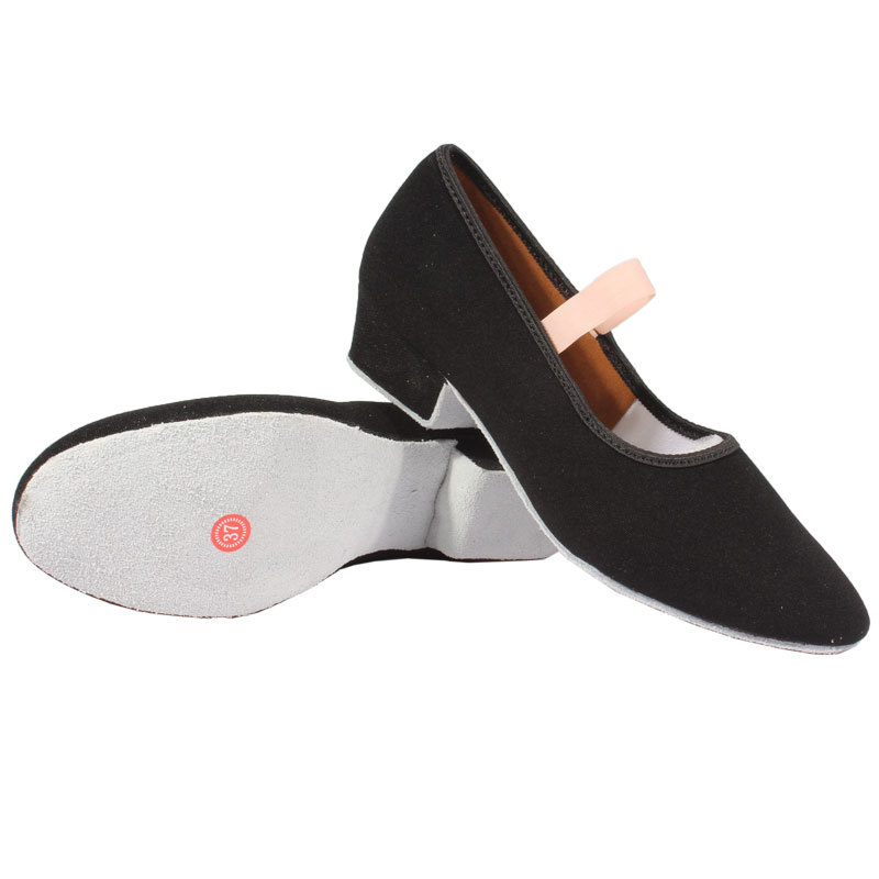 Chaussures de danse de personnage noir, talon intérieur à 2,5 points / 30