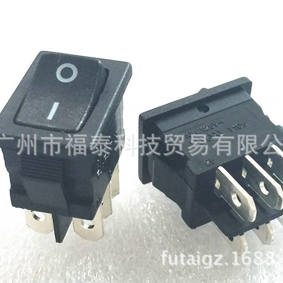 供应RLEIL船型开关 6脚2档黑色跷板开关 KCD1-101船型开关