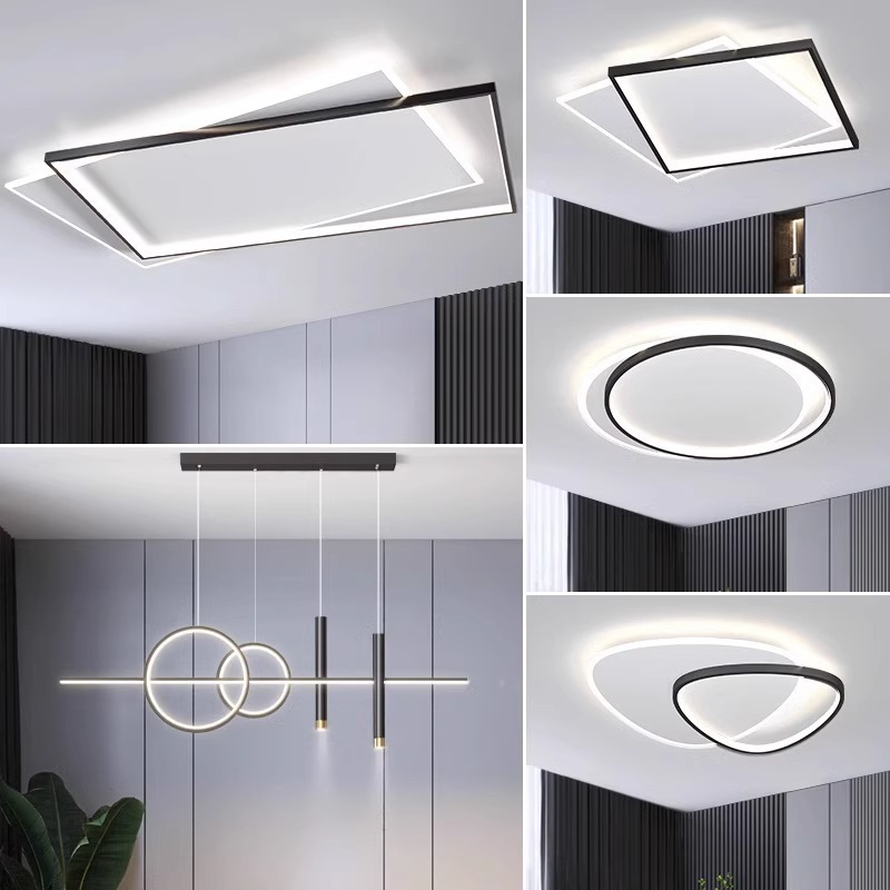 Living room ceiling light, rectangular, minimalist modern combination set, 2024 new style, bedroom minimalist LED.