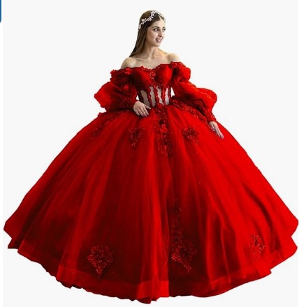 Flores vestido de adulto con mangas brillante con cuentas vestido dulce 2026 nuevo vestido de baile de hombro para mujeres image 27