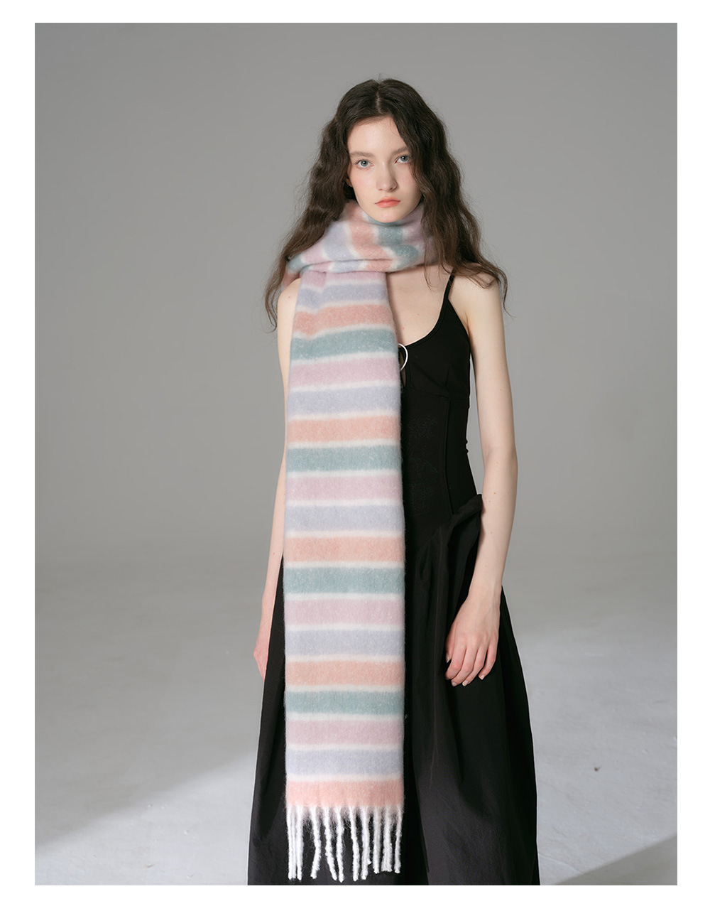 Sciarpa a righe dopamine donna imitazione cashmere morbido collo_voghion.com