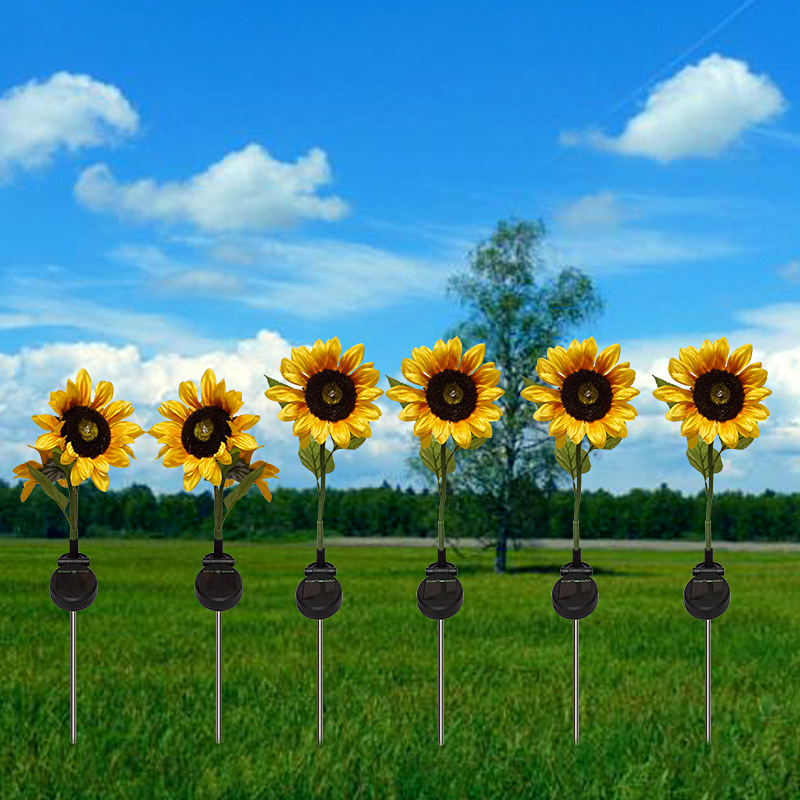 户外草坪仿真花灯太阳能防水向日葵花插地庭院灯花园太阳能庭院灯