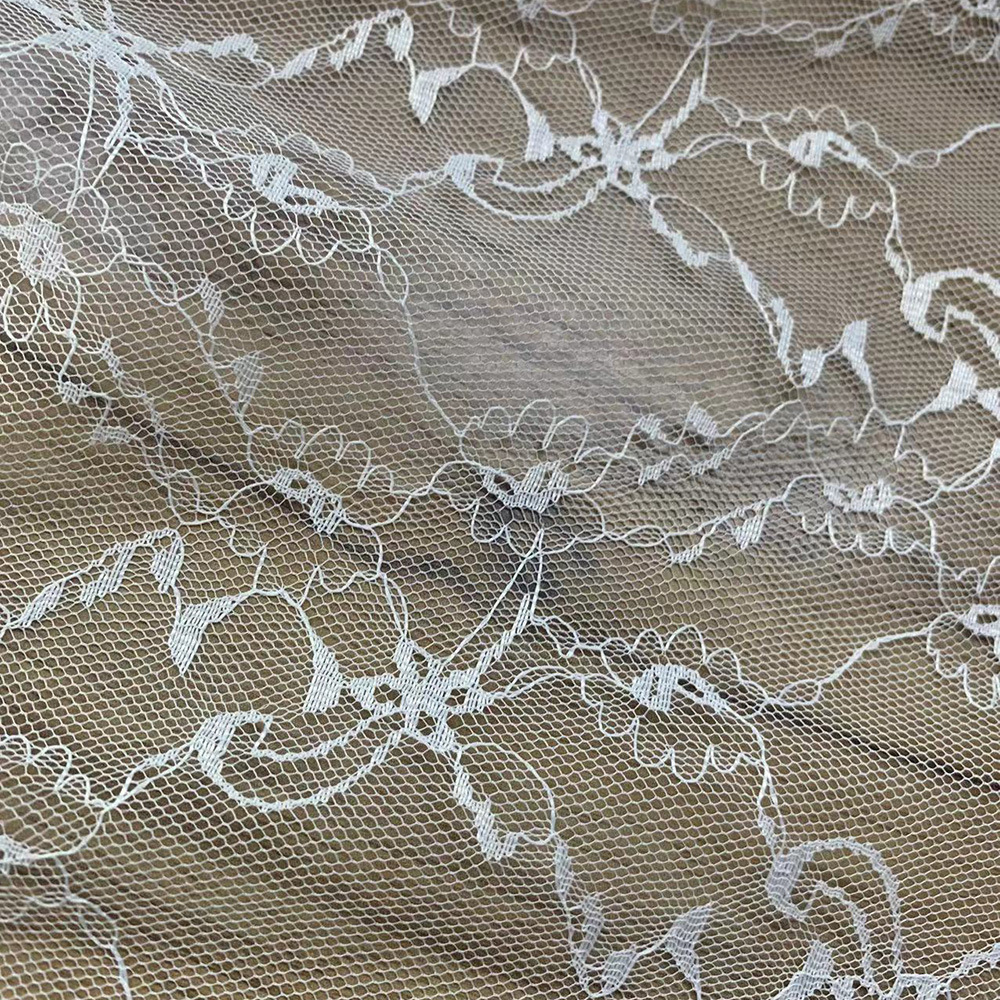 春夏季全涤大小牡丹网纱布料 蕾丝绣花网纱礼服窗帘纱面料现货