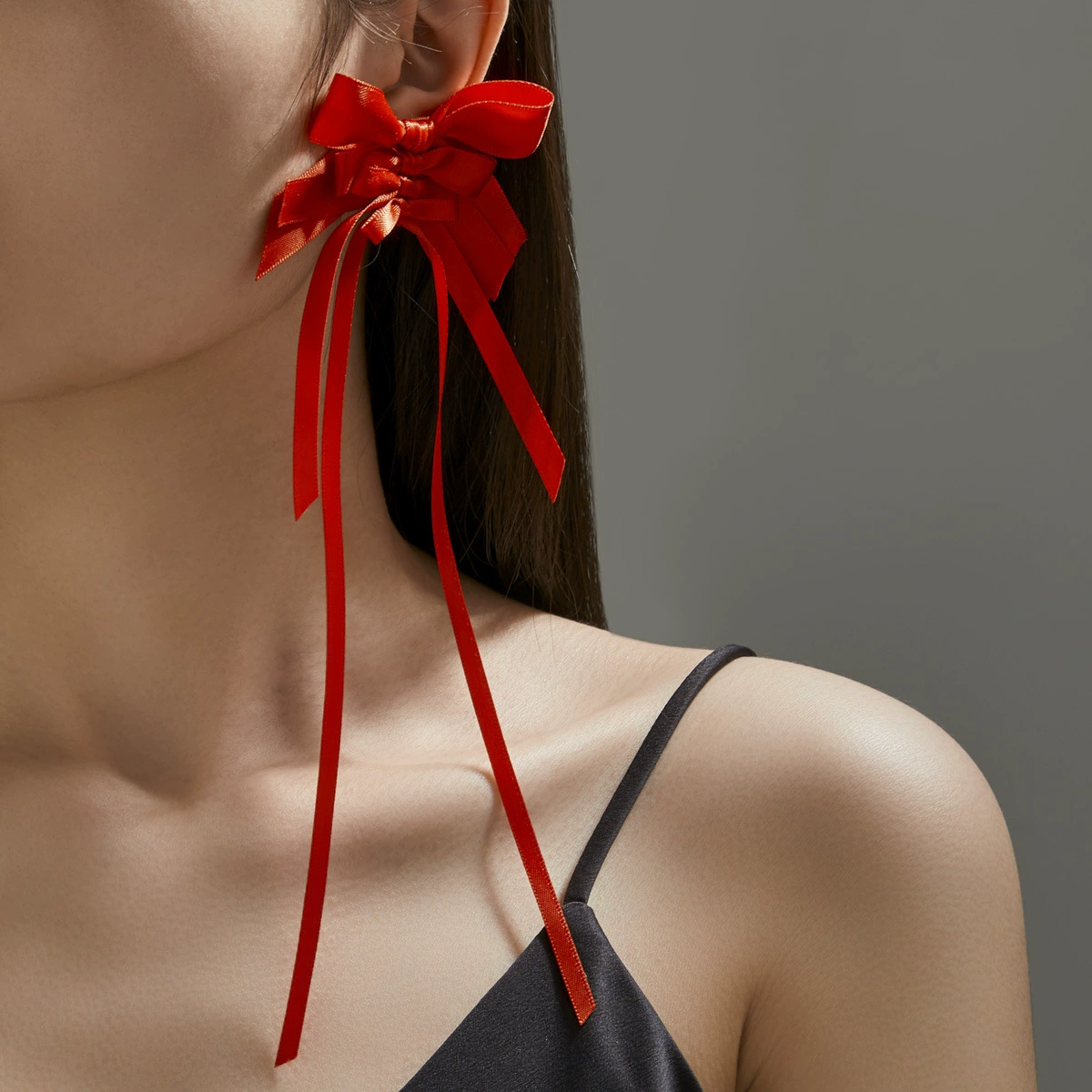 Новые серьги из ткани с бантом Amazon, популярные длинные серьги с кисточками, европейские и американские простые серьги, серьги