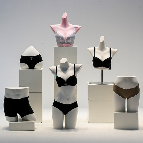 Lingerie model props for women and men, half-body white dumbbell bras and underwear, plastic fake human mannequins for window display and showcase racks