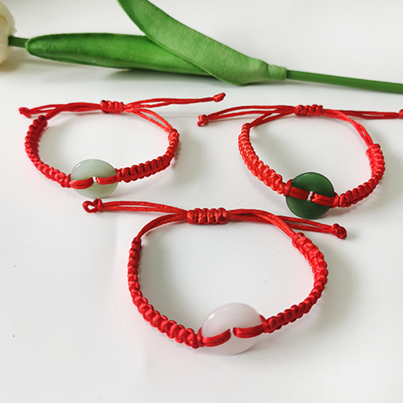 Benmingnian Ping An Buckle Red Rope Bracelet Bracelet Handmade Weaving Ethnic Style Ping An Buckle Men's and Women's Bracelet Jewelry Wholesale