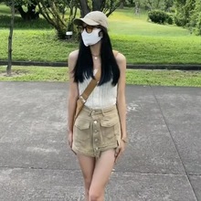 小众设计感辣妹高腰工装A字裤裙女2024夏季时尚网红炸街短裙裤潮